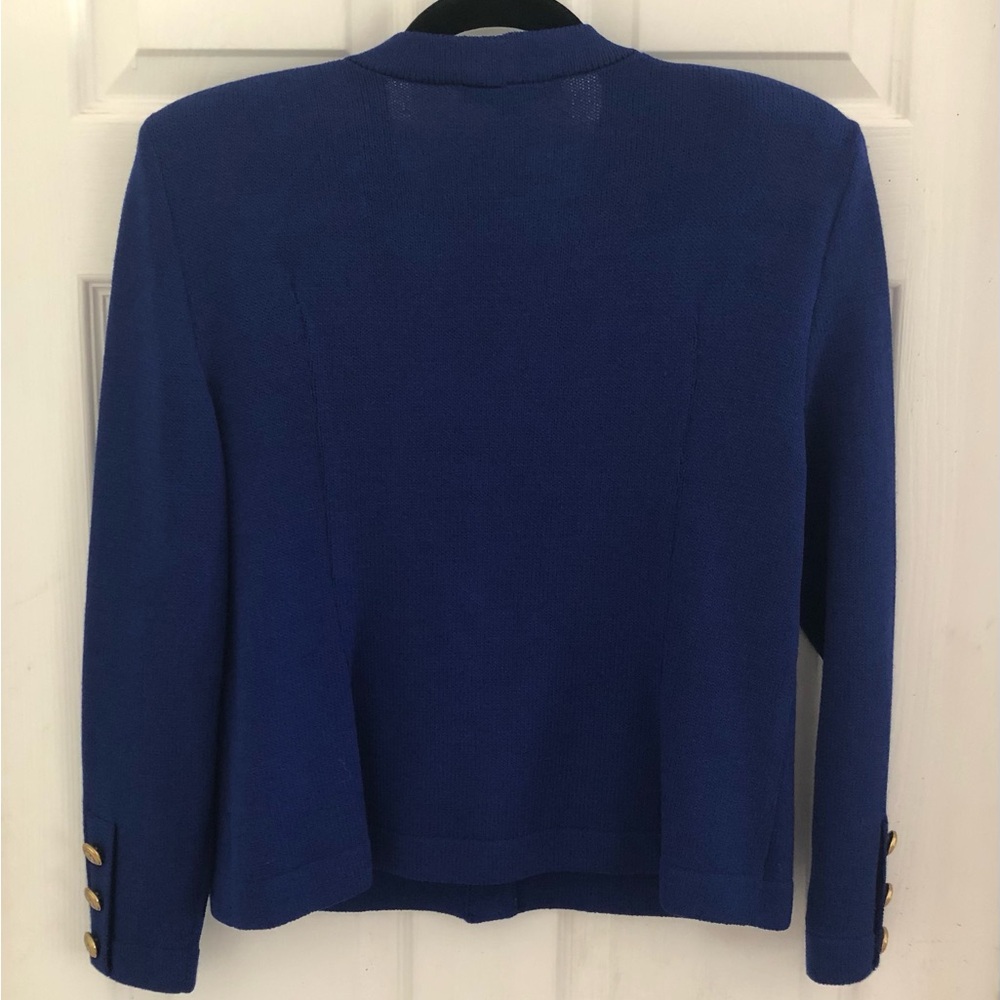 St. John Cobalt Blue V-Neck Cardigan pencil skirt two piece suit size medium - Picture 5 of 14